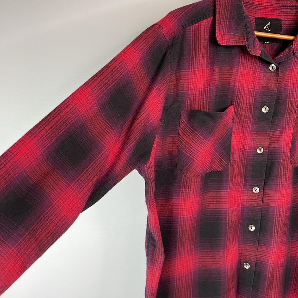 REBEL ROGUE Plaid Brushed Cotton Button Up Shirt Magenta Purple Black Size M - Picture 5 of 13
